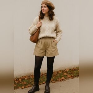 Lyle & Scott Tan Flat Front Shorts